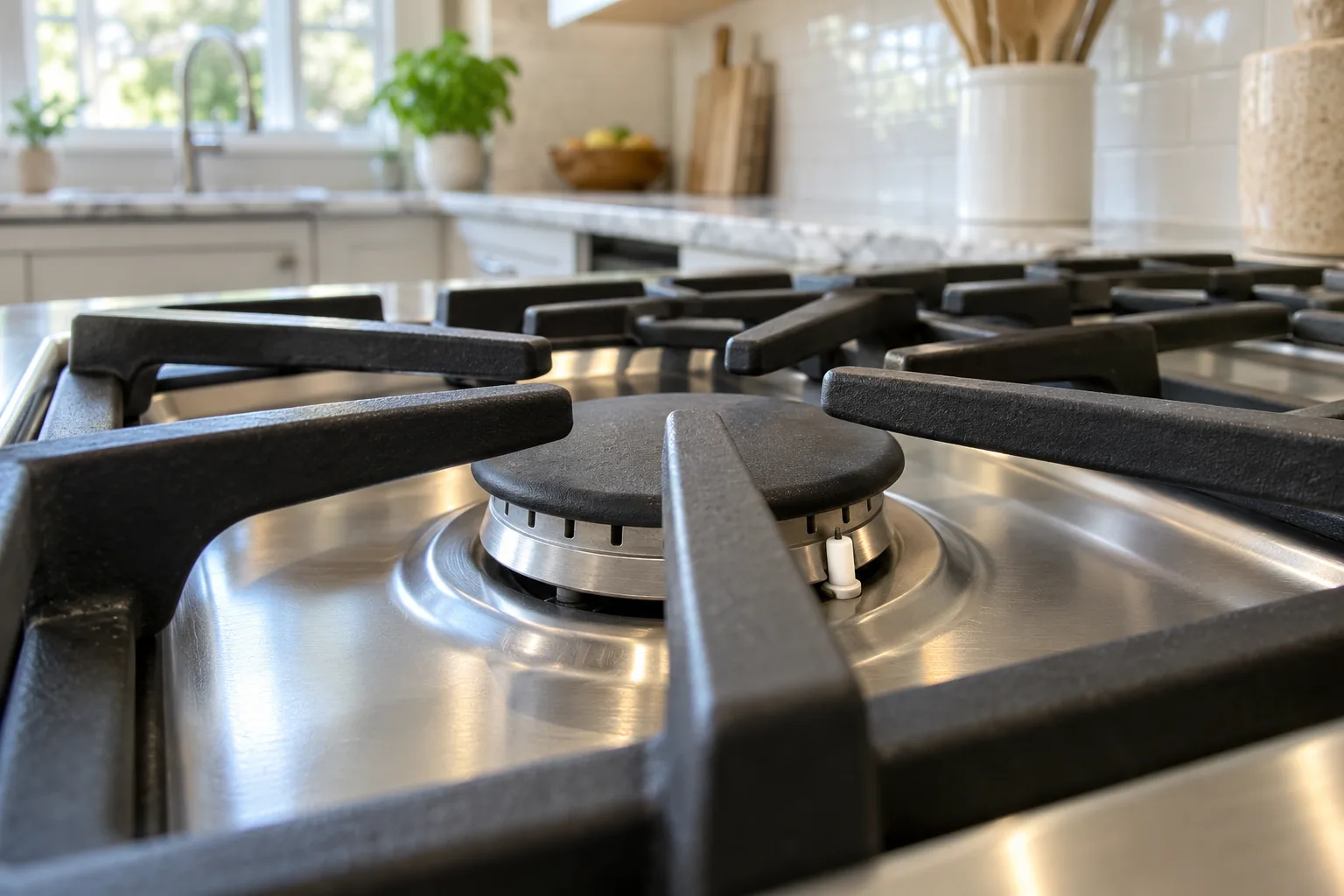 Gas range burner and igniter checked during oven and range repair by Barnard Appliance Repair in Bucks County, PA